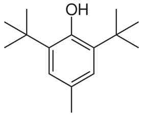 Butylated hydroxytoluene BHT structure.png