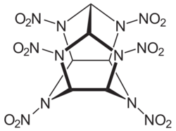 Hexanitrohexaazaisowurtzitane CL-20 structure.png