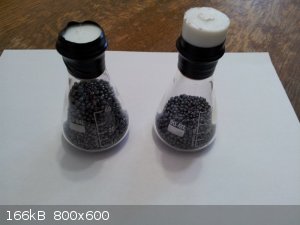 Iodine Stored In Erlenmeyers With Homemade Teflon Stoppers.jpg - 166kB