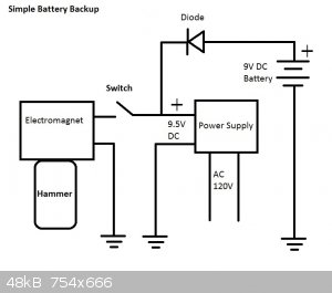 Simple Battery Backup For Electromagnet.jpg - 48kB